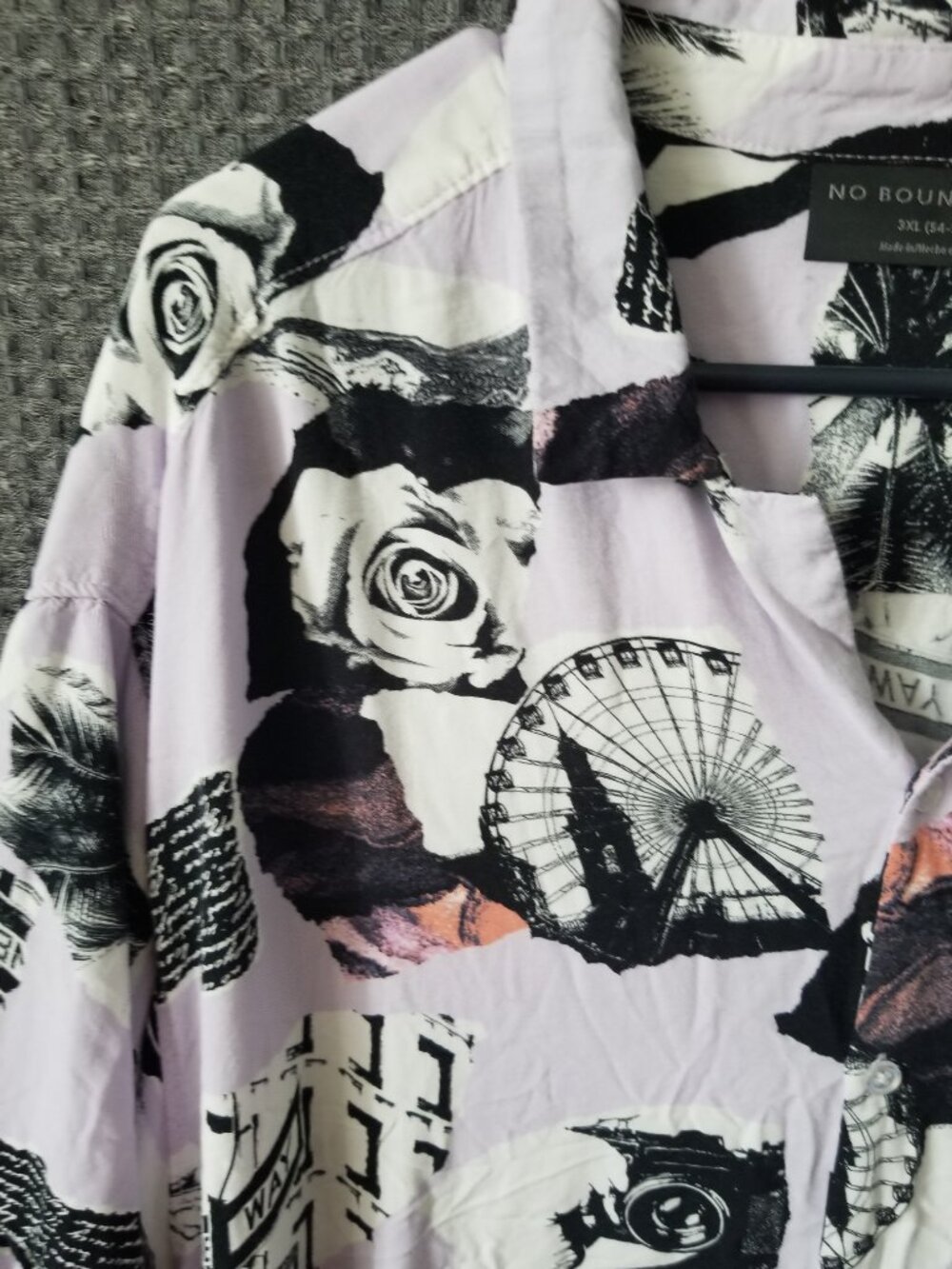 💚3/$15 No Boundaries Resort Shirt Print Black White Graphic 3XL(54-56)